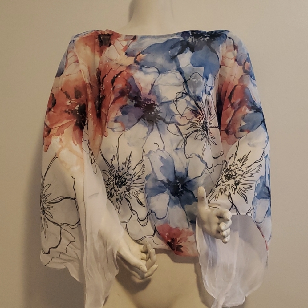 **Alfani Sheer Floral Top with Built-in Matching Cami.